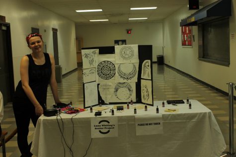Luna Whiting set up her senior project in the waiting area for visitors to see what her senior project is on
