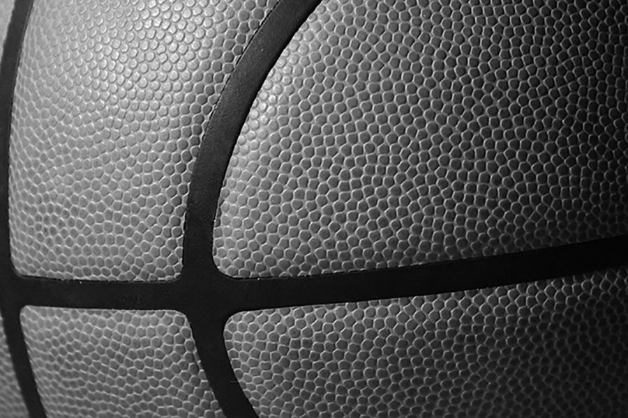 A close up image of a basketball