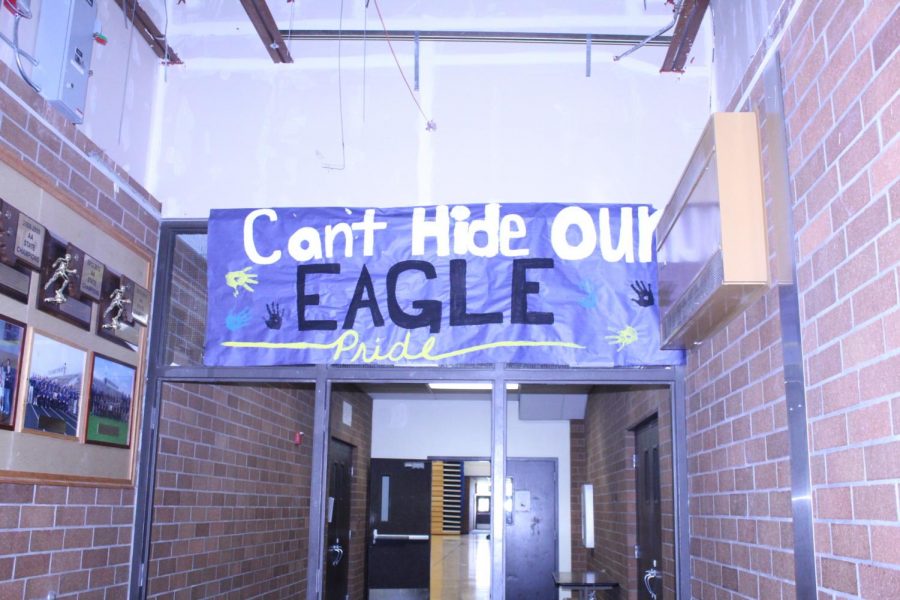 banner hung in school hallway