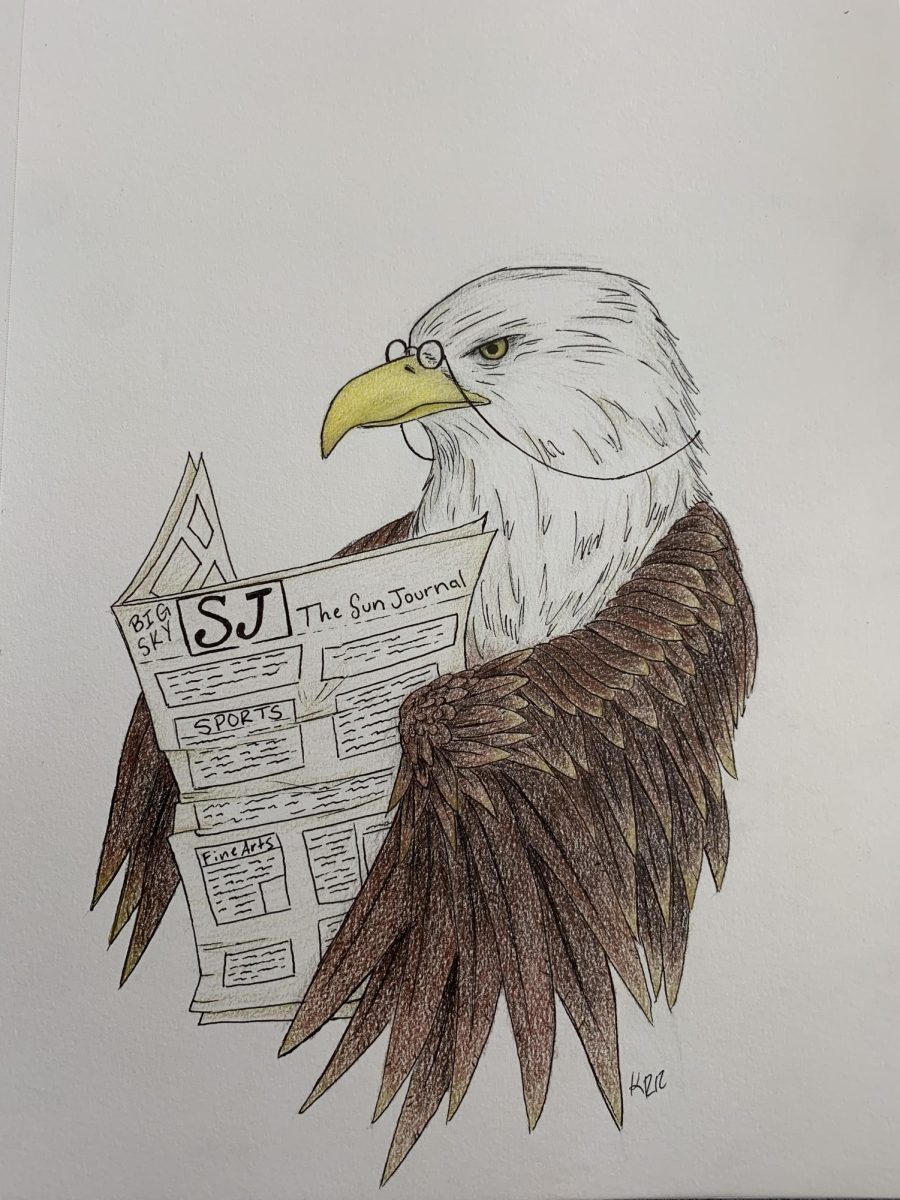 Eagle art created for the Big Sky Sun Journal by Kaysha Robinson. 