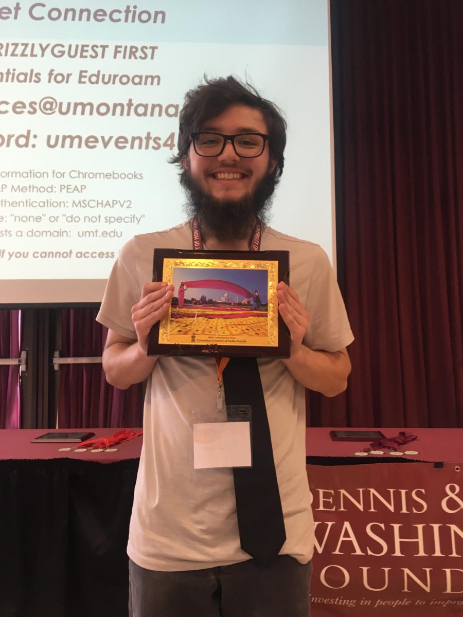  An award earned during the World Quest competition at the University of Montana, Spring 2025. The award was given by the Consulate General of India based in Seattle for insightful questioning. 