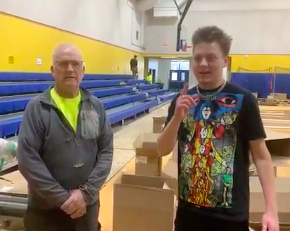 New gym bleachers at Big Sky