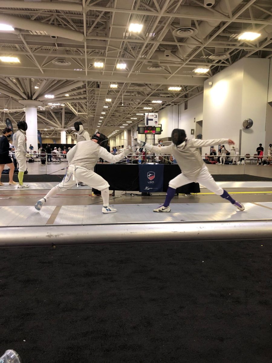 A provided photo of Big Sky teacher Matt Clausen fencing. 